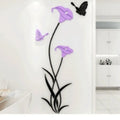 3D acrylic Lily wall sticker in pink showing dimensional floral design