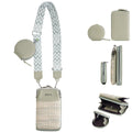 Square vertical apricot PU leather crossbody phone bag for women with adjustable strap