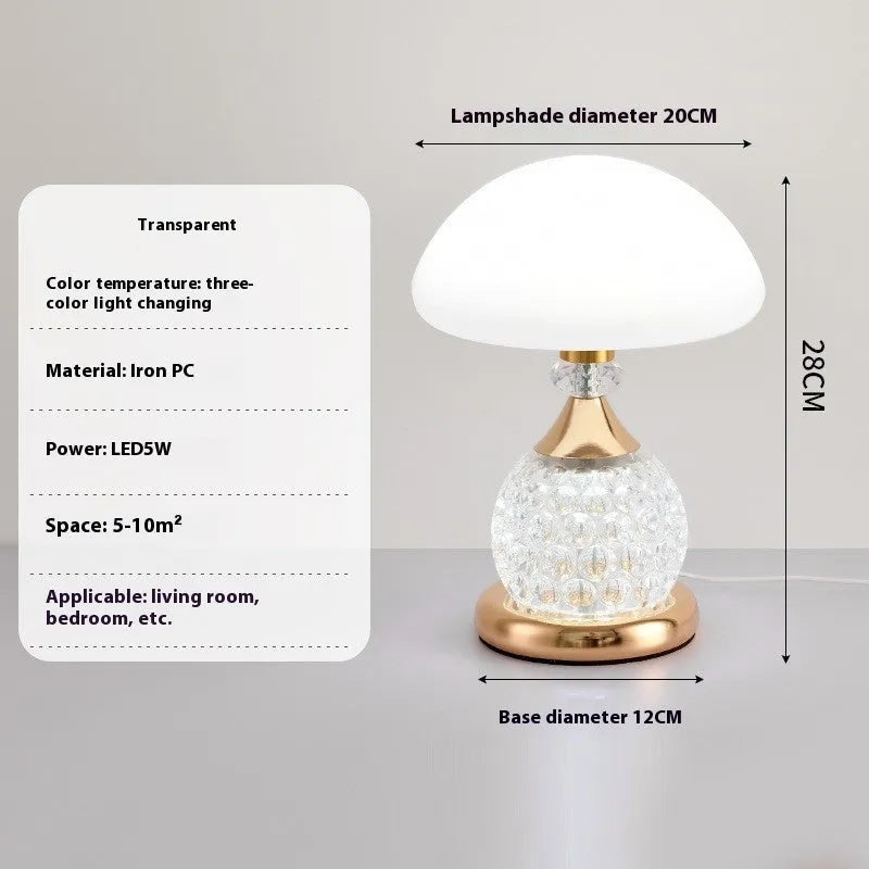 Light luxury mushroom fashion table lamp in multiple colours, 5V, bedroom use
