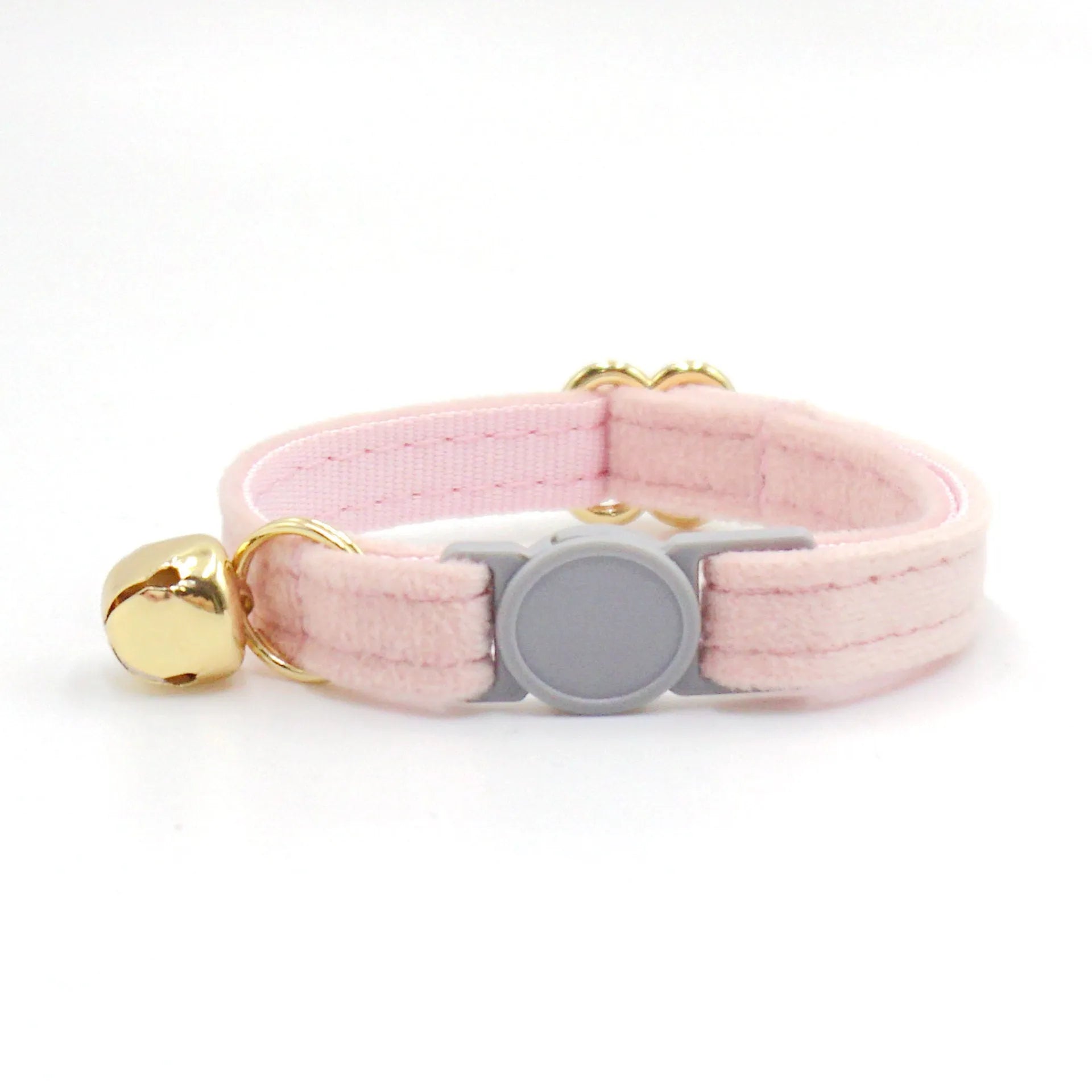 Cat collar with safety buckle and bell, available in corduroy or velvet, in multiple colours for small cats.