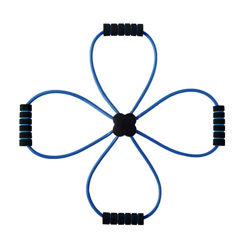 Blue eight-character shoulder puller for women's fitness with TPR cross-tension device