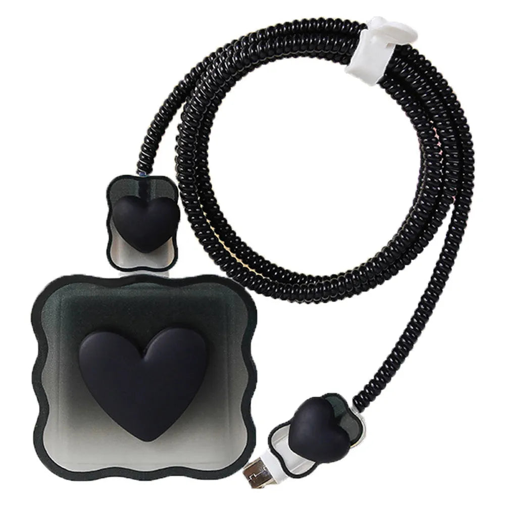Stereo cartoon data cable charger protective cover for Apple 20W plug, astronaut style black plastic shell