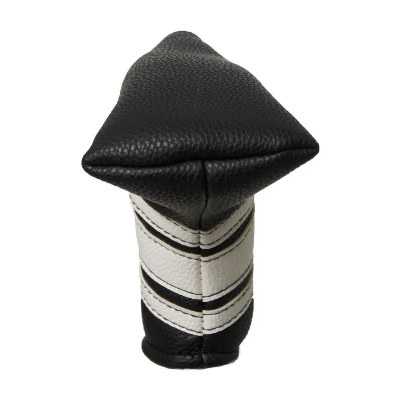 Black PU leather golf club head cover sleeve for protecting a push rod.