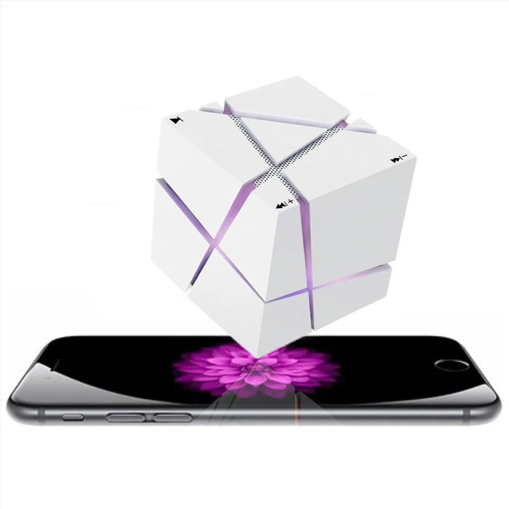Cube Bluetooth Speaker with colourful lights, ABS plastic body, black colour option