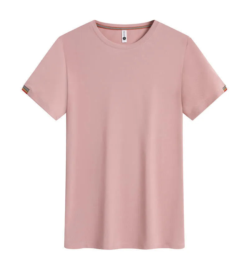 Round neck ice-feel work shirt in multiple colours including Army Green and navy blue, showing pullover design