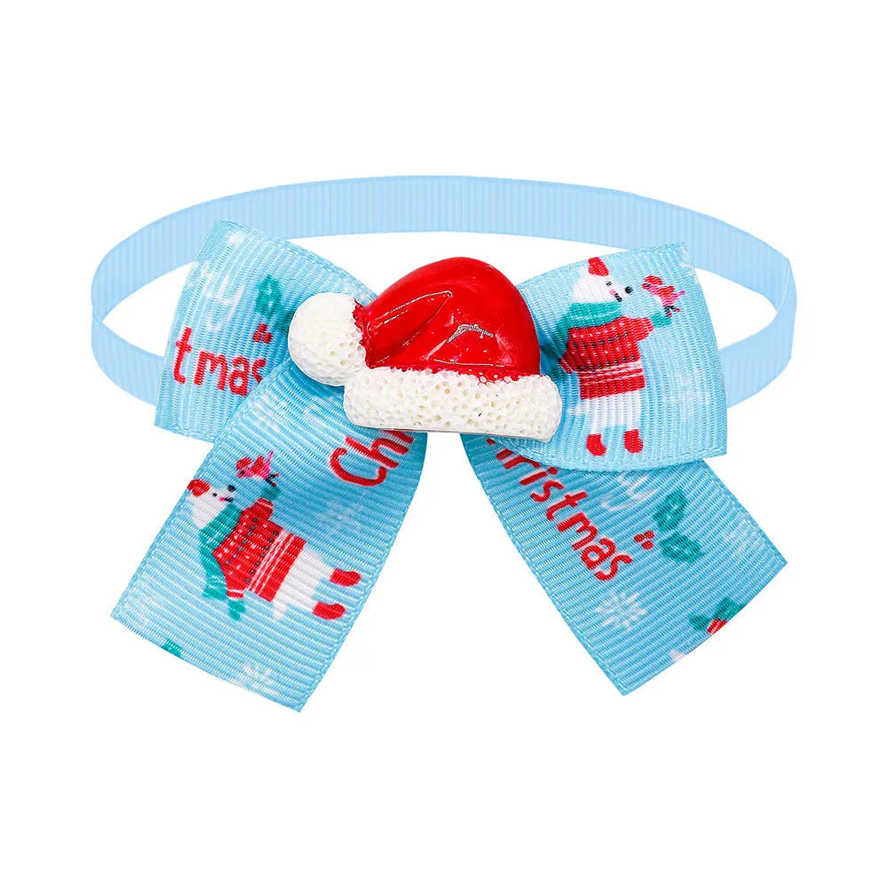 Christmas pet bow tie accessories for dogs and cats in red and green patterns