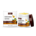 Open jar of creamy collagen repair hair mask with avocado oil and keratin.