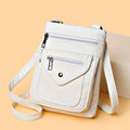 Vertical square crossbody mobile phone bag in PU leather with sewing line detail