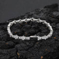 Spring fastener bracelet in copper with inlaid zircon, gold or platinum colour, 6.5mm width, hip hop unisex chain design