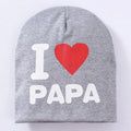 Baby hat in cotton-lycra blend for winter, shown in black with Love mama print.