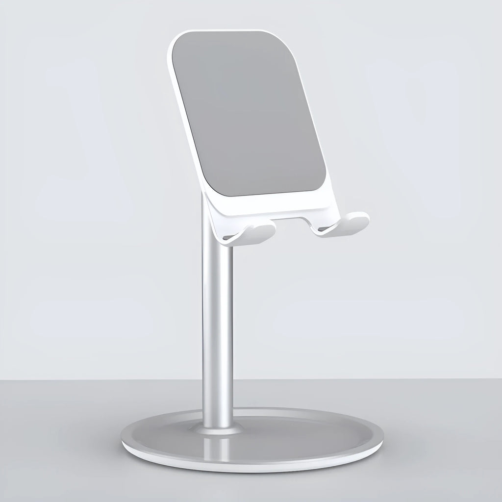 Aluminium alloy mobile phone and tablet desk stand in black and white colour options