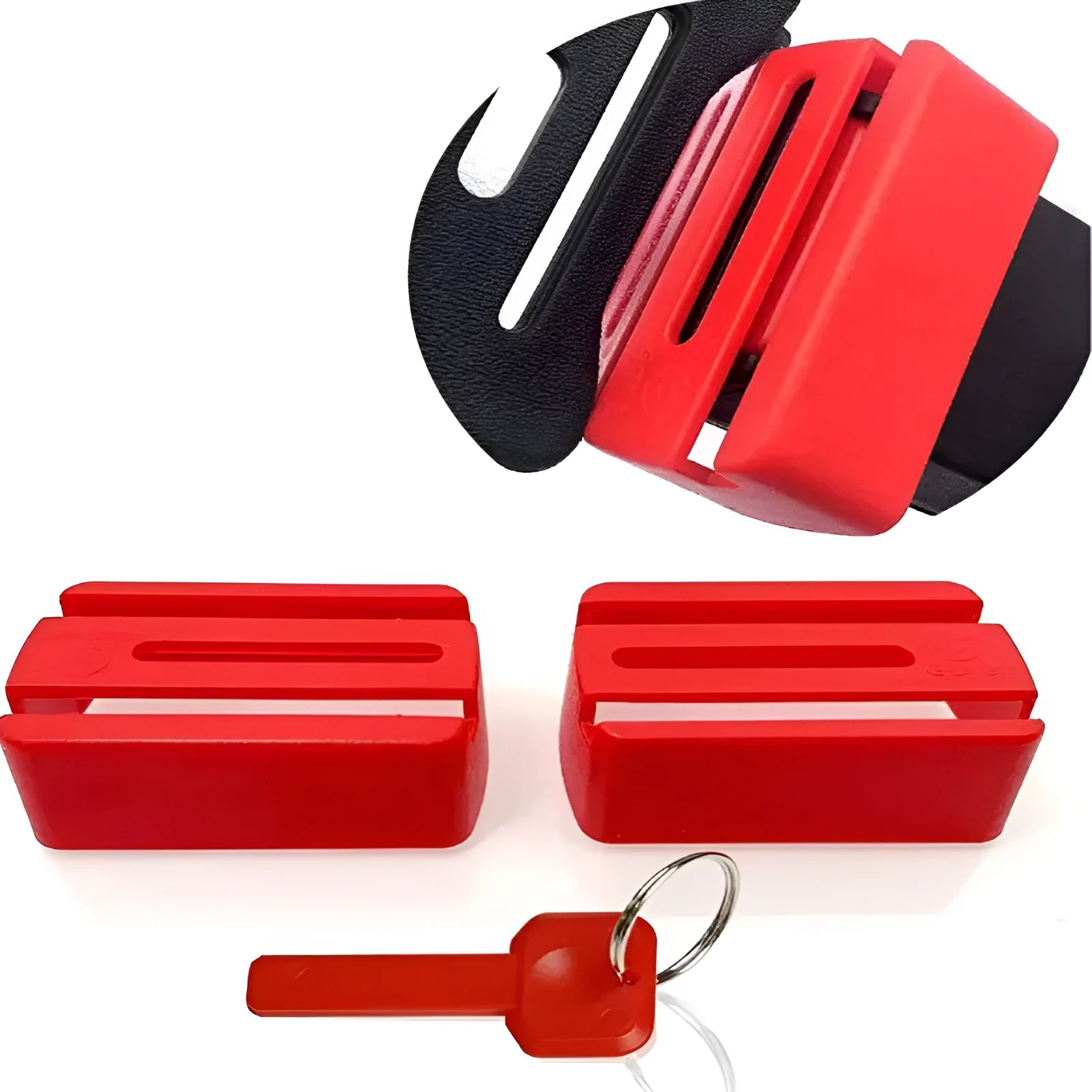 Black plastic seat belt buckle protective cover device for vehicle safety