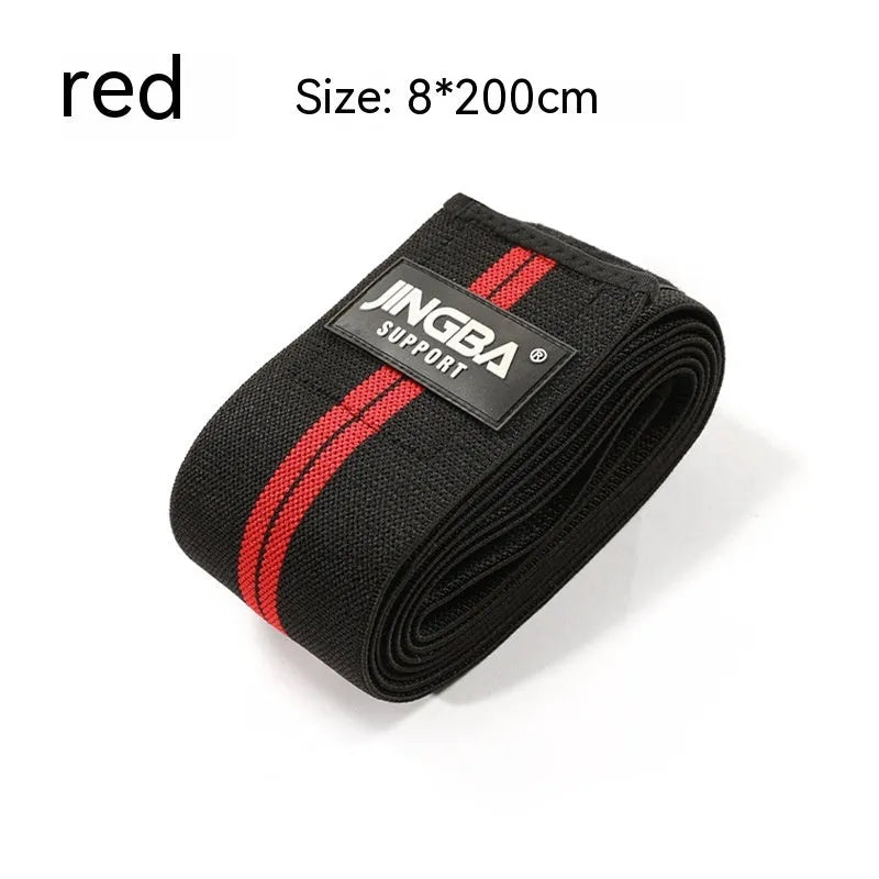 Adjustable knee pads for weightlifting and sports in blue, grey, red, or yellow colours