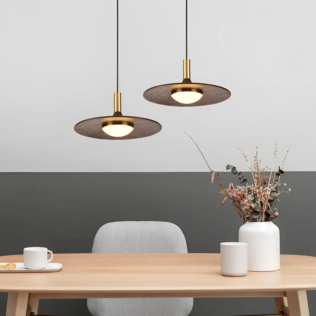 New Chinese style walnut wood and copper bar chandelier with fish line design