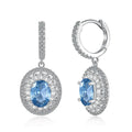 S925 pure silver aquamarine drop earrings with round and oval stones, silver finish, dangle style