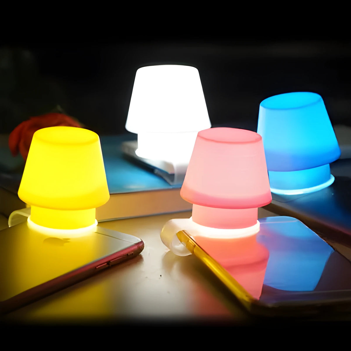 Silicone mobile phone flash lamp shade in blue pink yellow 55x47x61mm