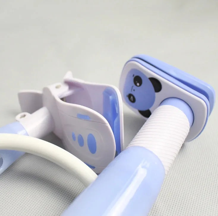 Extended 1.05 metre breastfeeding bracket in blue colour with universal bottle attachment for hands-free feeding support