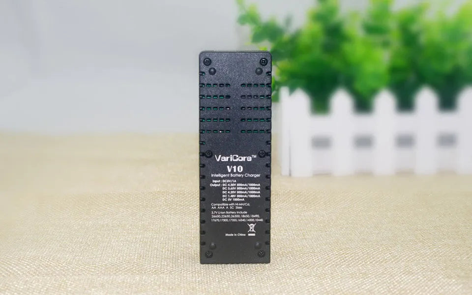 V10 universal battery charger with USB output for 18650 Li-ion and NiMH cells