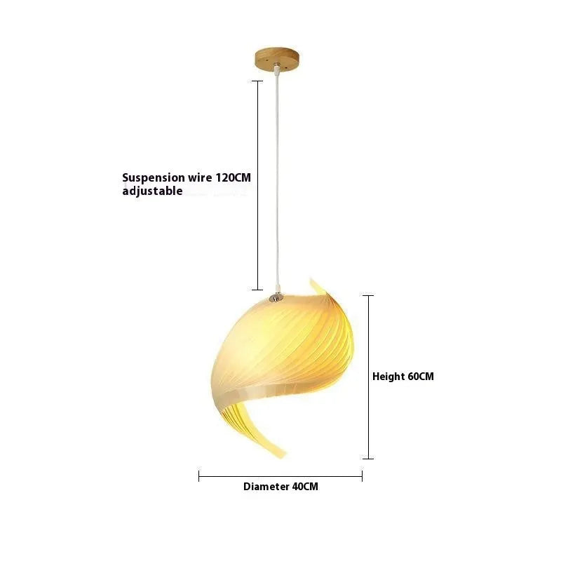 Wood woven single head pendant lamp, 40cm diameter by 60cm height, LED ceiling light for living room or restaurant