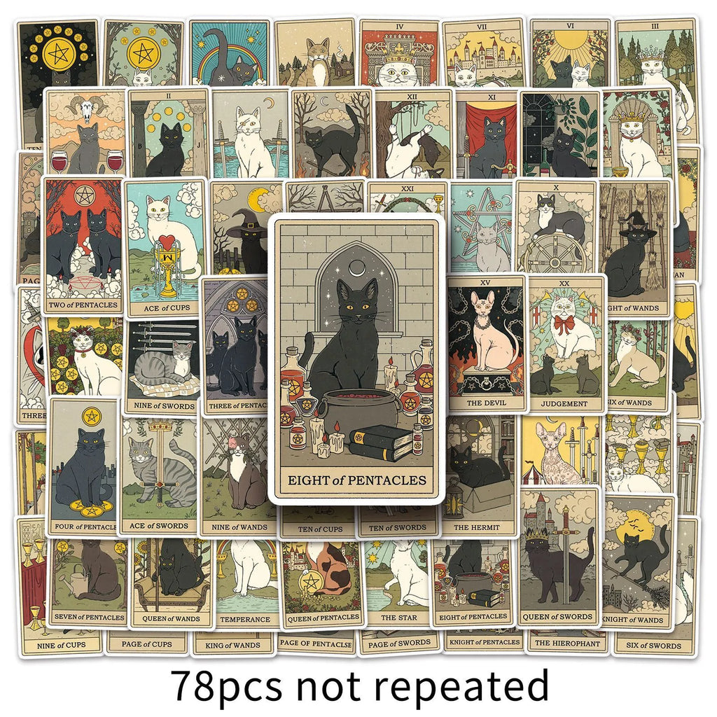 Creative graffiti waterproof luggage sticker set with 78 tarot-style cute decals for suitcases and laptops