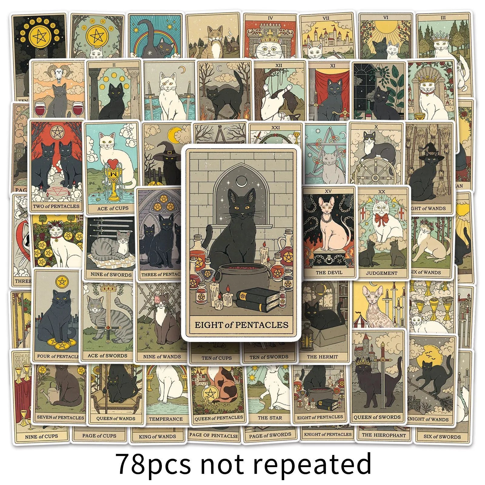 Creative graffiti waterproof luggage sticker set with 78 tarot-style cute decals for suitcases and laptops
