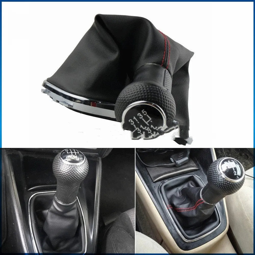 Volkswagen Mk4 gear shift handle replacement in silver and black for 6-speed manual transmission.