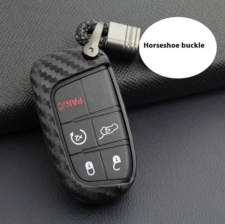 Silicone protection case for Dodge Chrysler Fiat car remote key with carbon fibre texture