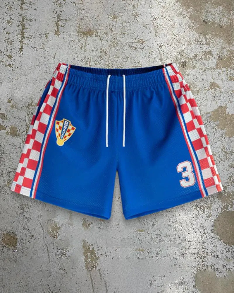 Men's digital print beach shorts in loose fit with elastic waistband and quick-dry polyester fabric