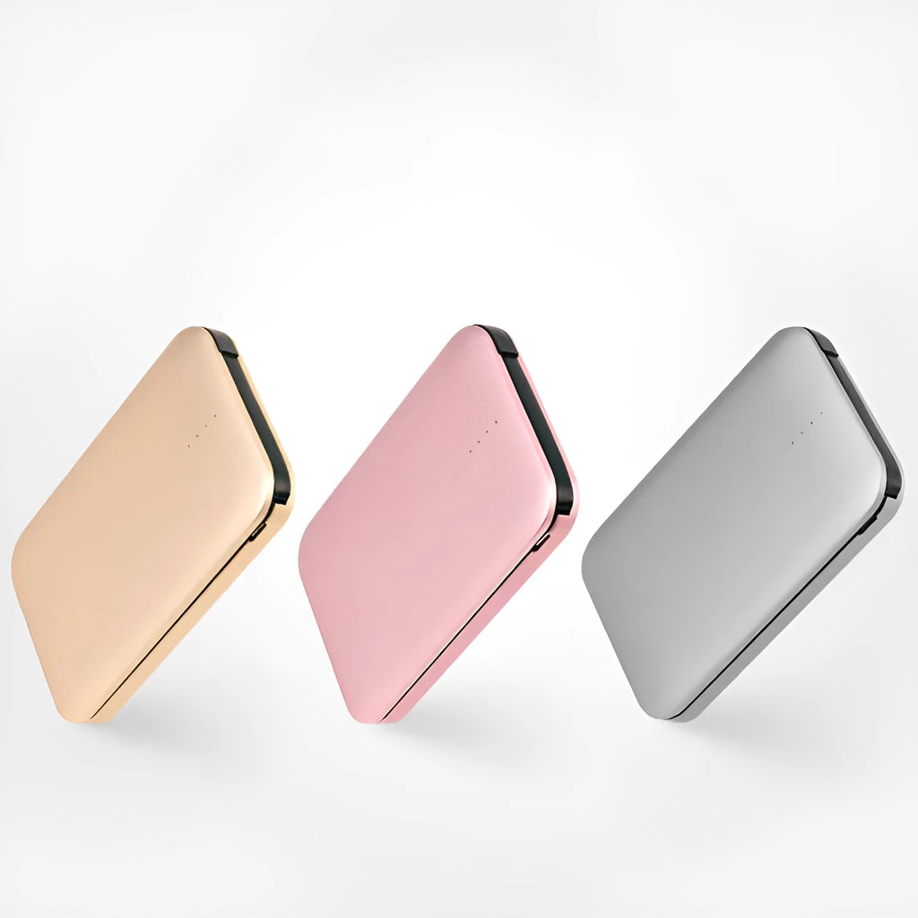 Alloy metal power bank with multi-U port output in black, green, and red colour options
