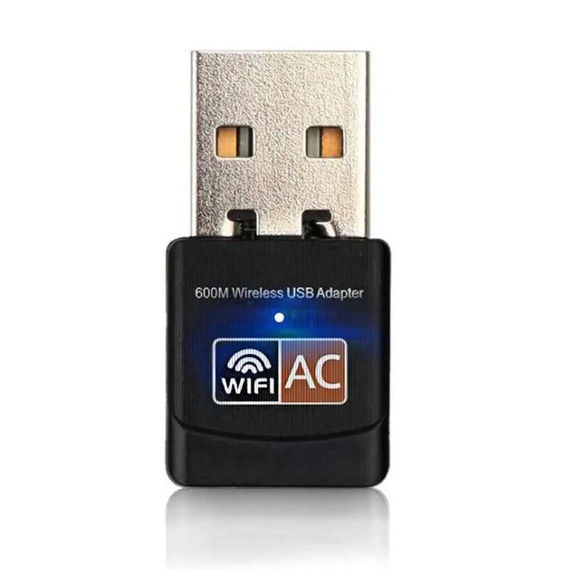 Mini dual band 600M wireless network card USB adapter black 27x14x8mm with 5GHz 2.4GHz support