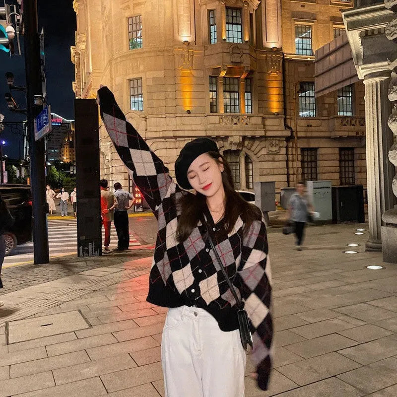 Japanese Korean casual cardigan in macaron colours - pink, green, black, khaki acrylic knit coat