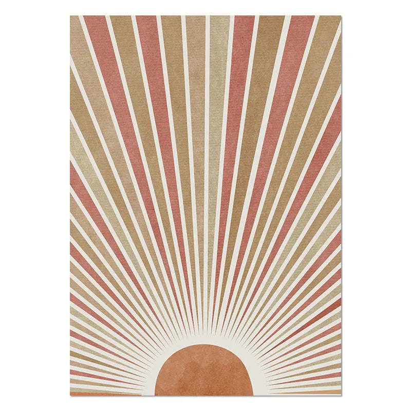 Abstract Nordic style pink canvas wall art with aluminium alloy frame on living room wall