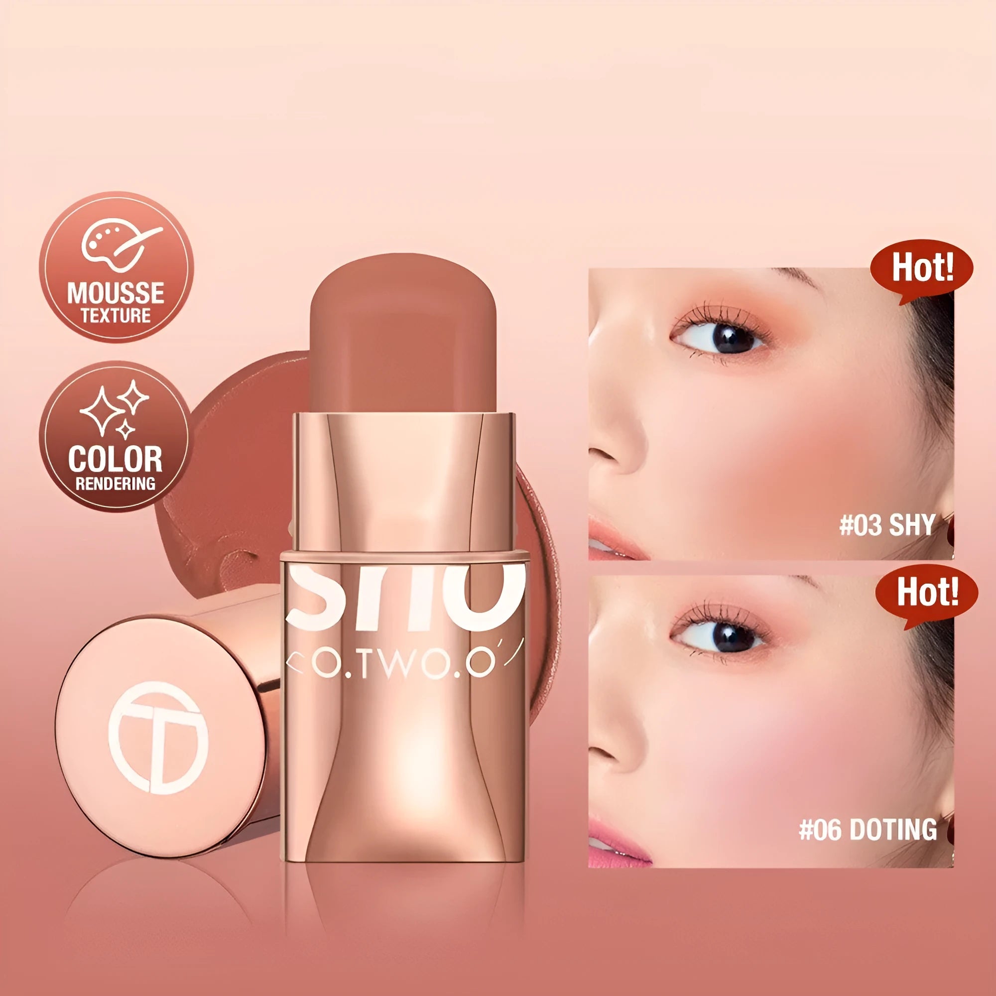 Vital Smooth Blush Cream Stick in natural nude shade with colour number 01, monochrome finish