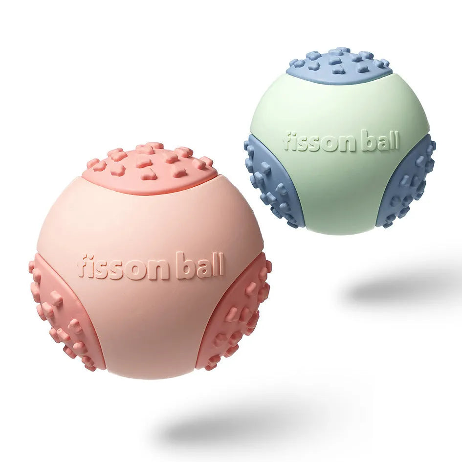 Green and pink durable rolling ball dog toy for small medium breeds