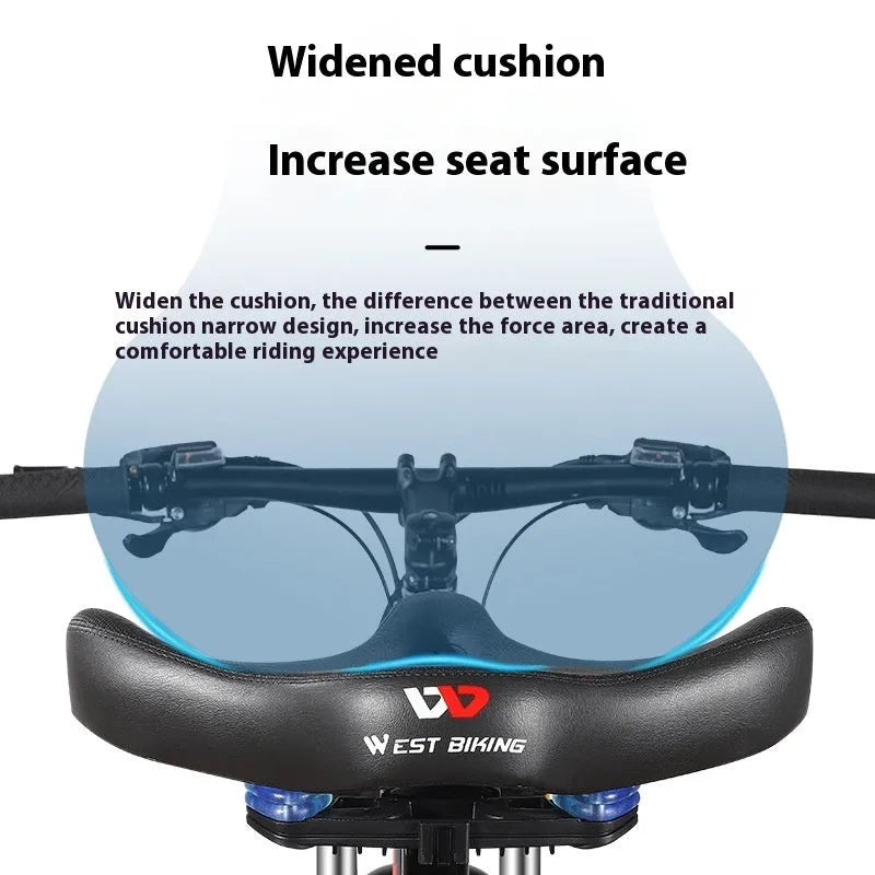Black leather bicycle seat cushion with thick polyurethane foam padding.