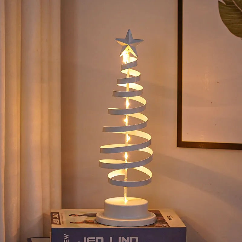 Metal Christmas tree table light with warm white LED decoration in golden finish