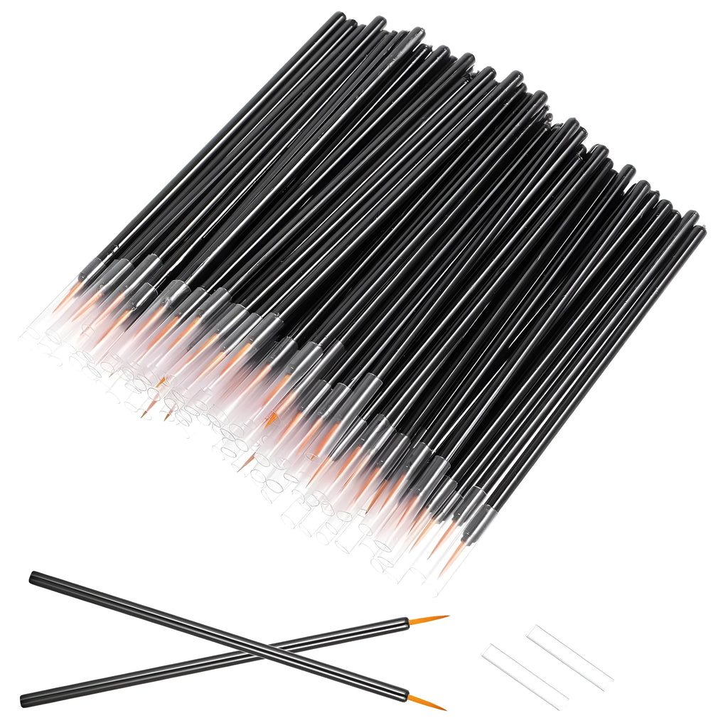 100 disposable eyeliner brushes with ultra-fine points in protective plastic sleeves