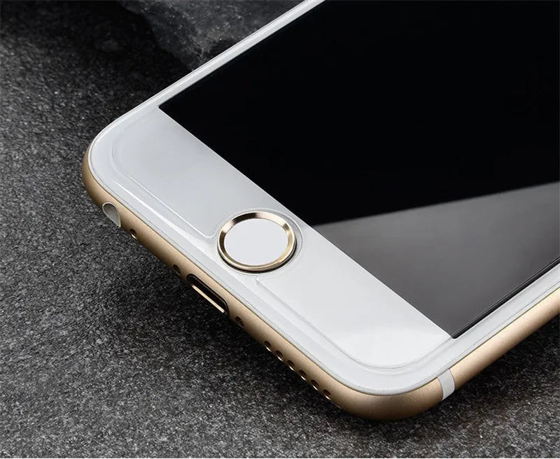 Tempered glass screen protector with 9H hardness for iPhone and Samsung phones.