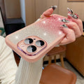 Transparent glitter iPhone case with gradient finish and magnetic suction feature