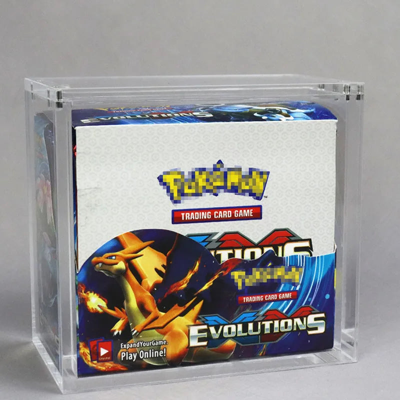 Transparent acrylic magnetic dustproof storage box with clear view, available in two sizes for display or storage