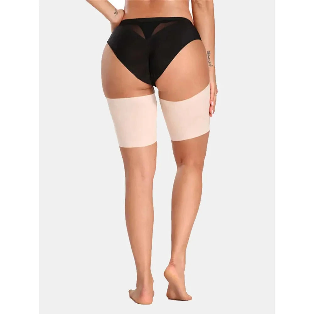 Women's black anti-friction silicone thigh strap with nylon elastic band, free size to 5XL