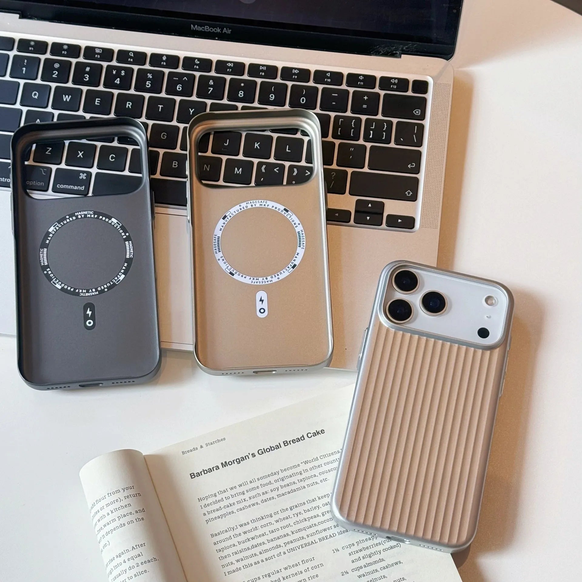Large hole magnetic drop-resistant protective phone case in black for iPhone with frosted finish