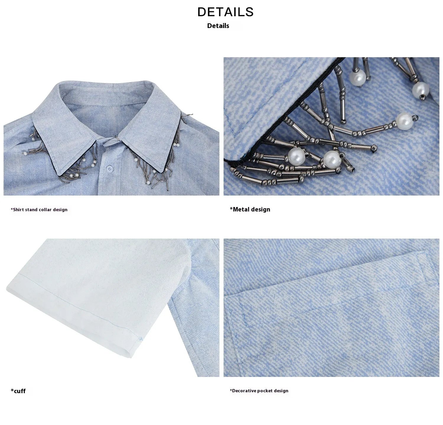 Man modelling a loose fit blue and white gradient shirt with quilted detailing and short sleeves.