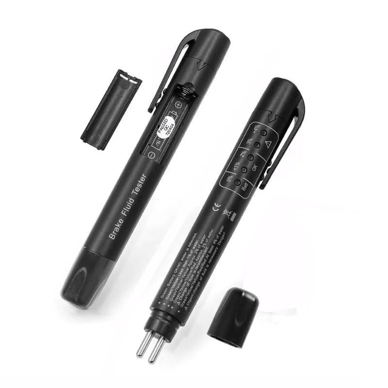 Brake fluid tester with 5 LED moisture indicator and metal probe for DOT3 DOT4 DOT5 fluids