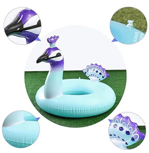 Adult PVC inflatable swimming ring shown with M and L size options and inflated outer diameters 75x75x80cm and 95x100x115cm