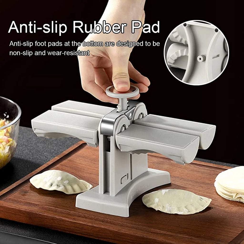 White double head dumpling mould manual press with anti-slip rubber base