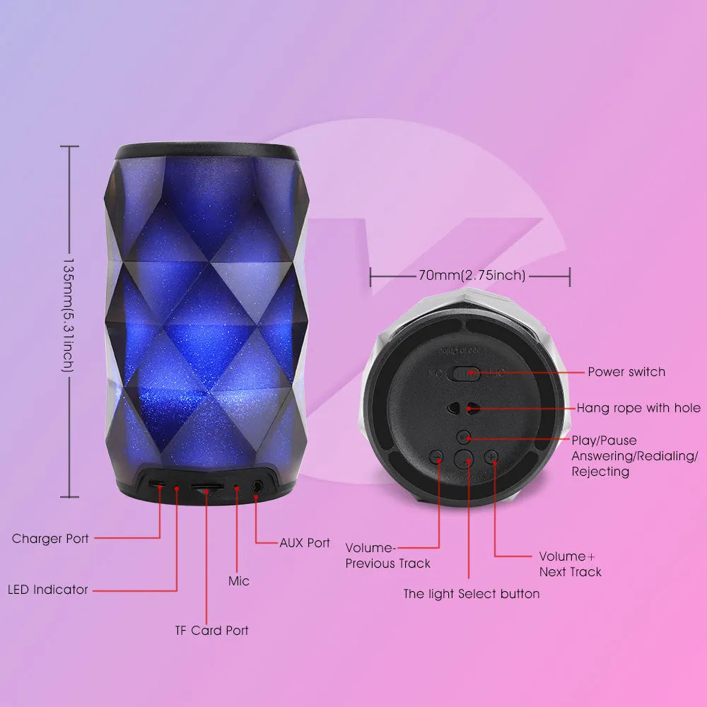 Black crystal diamond-cut Coke can shaped lantern speaker with colourful LED lighting effects