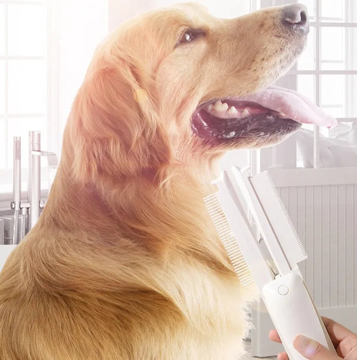 ABS plastic pet grooming brush for removing hair from cats and dogs in pink and white colours