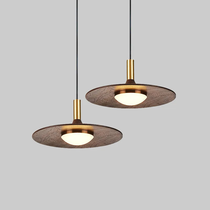 New Chinese style walnut wood and copper bar chandelier with fish line design