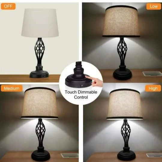 European-style alloy bedside table lamp with touch controls and USB charging socket
